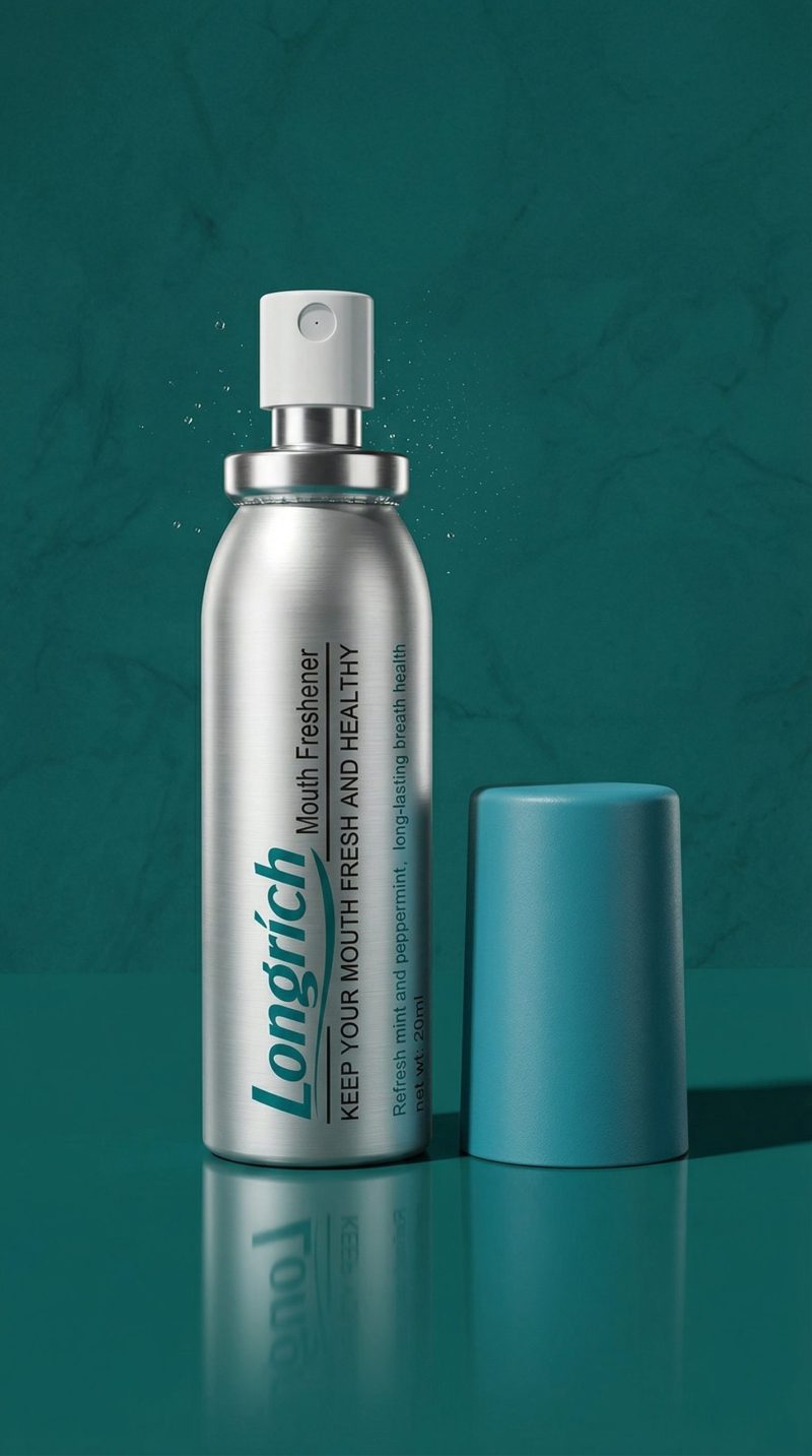 Longrich mouth freshener bottle Longrich mouth freshener bottle on a teal background