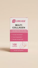 Omogs Multi Collagen supplement box on a beige background