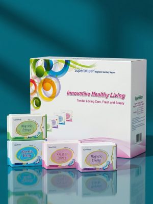 Superhealth products including a large box and smaller packages on a reflective surface with a blue gradient background.